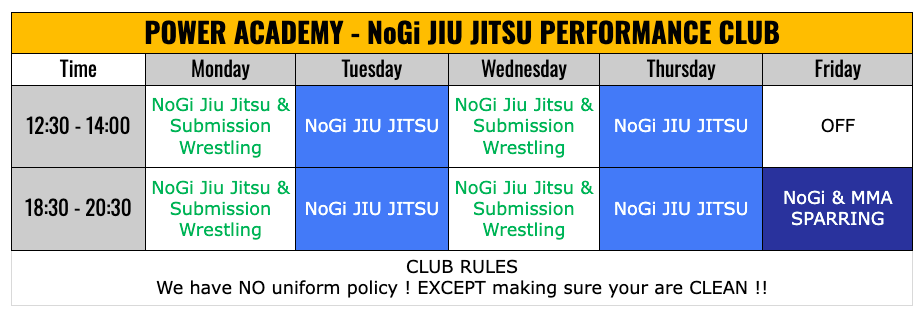 Class schedule