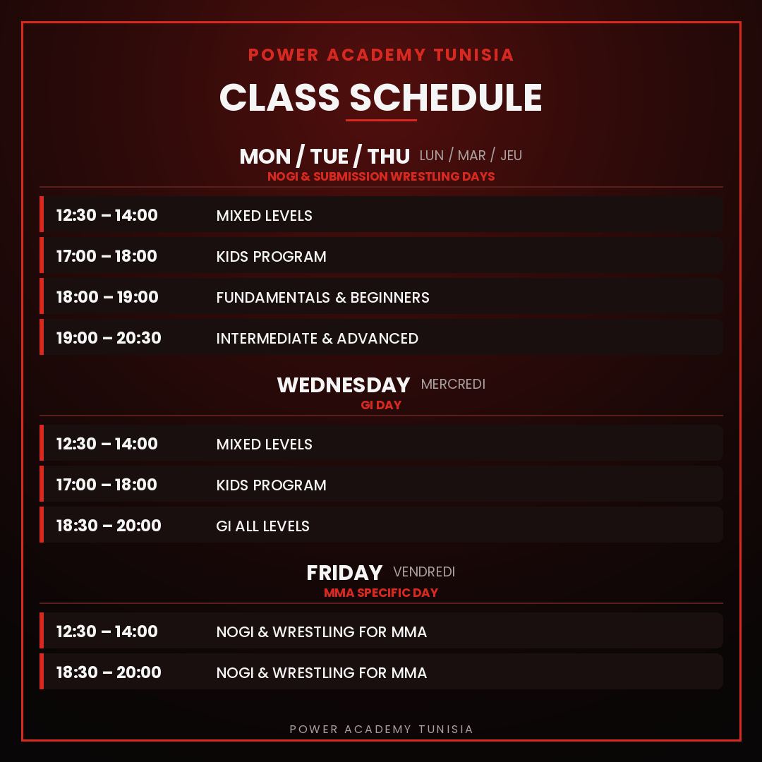 Class schedule