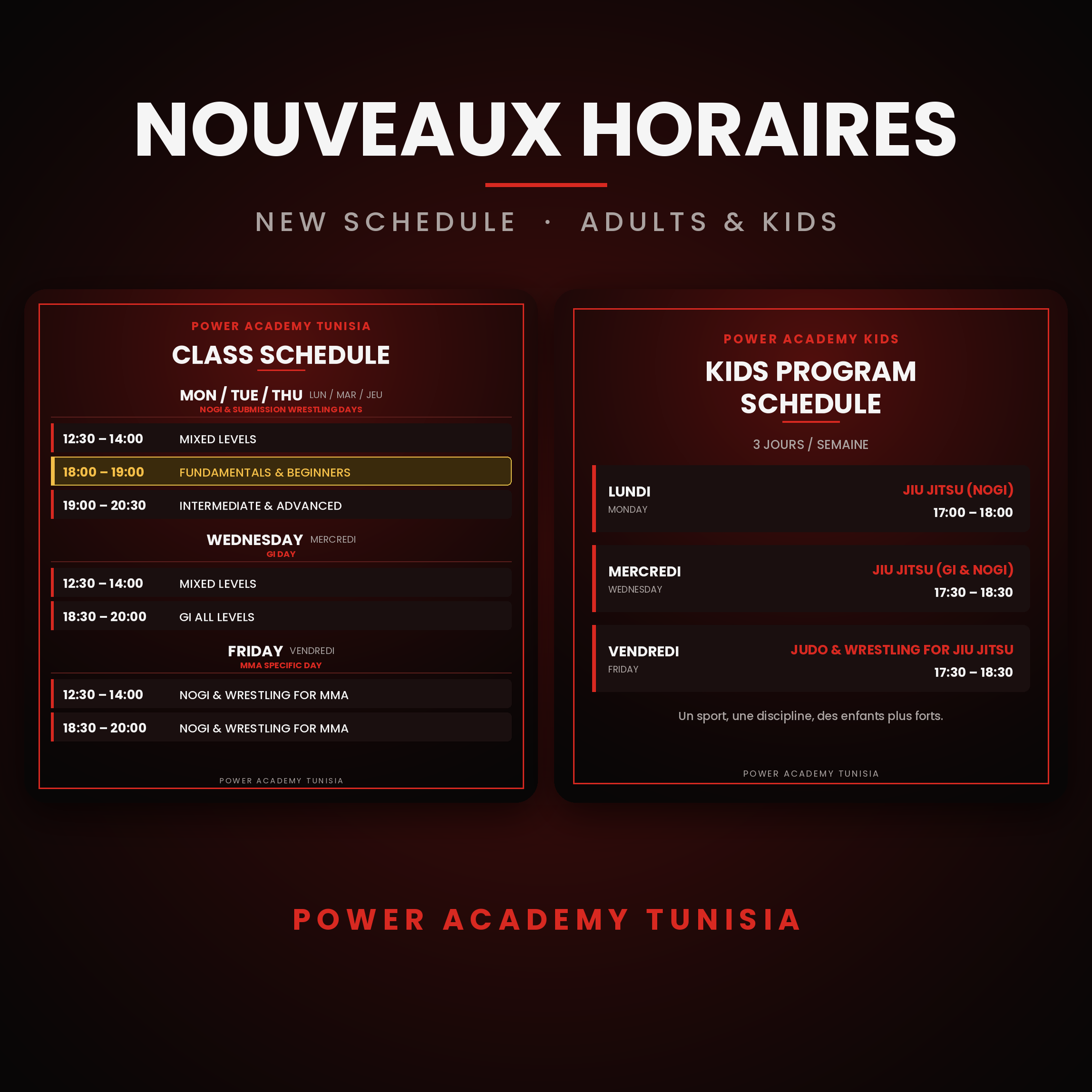 Class schedule
